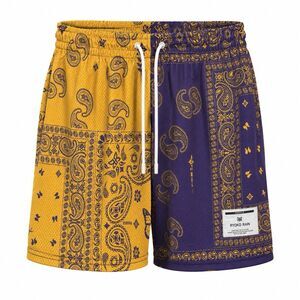 Ryoko Rain Bandana Print Mesh Basketball Shorts Yellow Purple Size AXXL